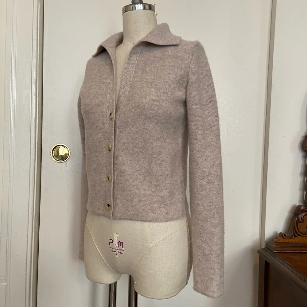 $445 Vince Plush Cashmere Polo Cardigan
